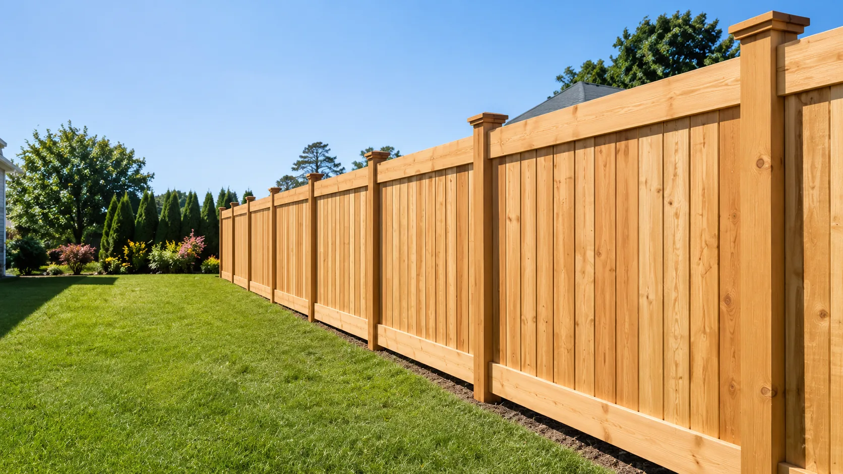 Clean modern privacy fence installed by StoneBridge Services
